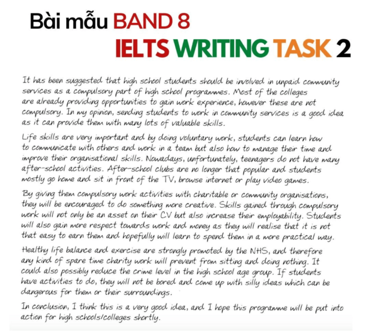 Bài Mẫu Writing Task 2 Band 8 Chuẩn Từ Cambridge Vietaccepted